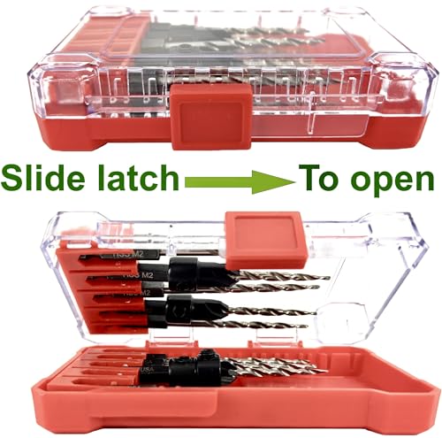 FTG USA 5-piece #8 countersink drill bit set with 5 replacement bits and countersinks