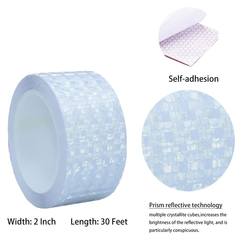 White Reflective Tape,2 Inch×30 Feet High Viscosity Conspicuous Waterproof Reflective Tape for Trucks Trailers Cars 2 INx30 FT