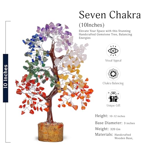 YATSKIA 7 Chakra Tree of Life - Crystal Tree for Positive Energy, Feng Shui Home Decor, Wire Bonsai, Crystal Decor - Spiritual Gift, Meditation #2 Chakra Tree (Silver Wire)