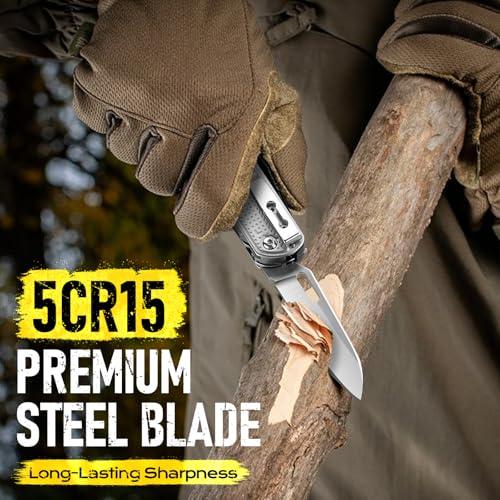 BIBURY 13-in-1 multitool pocket knife with clip, large scissors, and locking tools