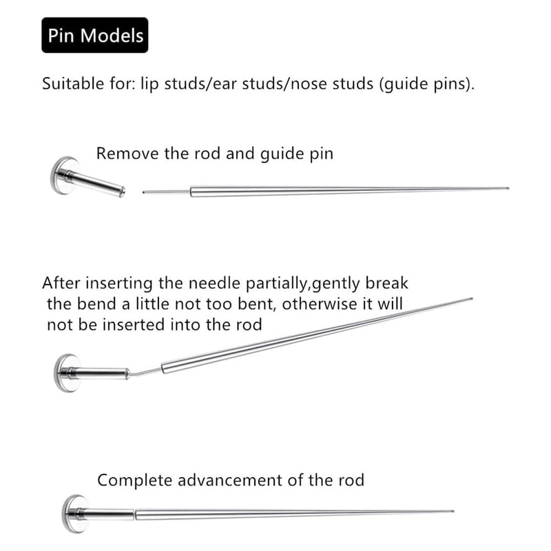 Piercing Insertion Aid, 14g, 16g, 18g, 20g Piercing Needle Set, Surgical Steel Piercing Change Tool for Ear Studs, Nose, Lip, Belly, Nipple, Tongue