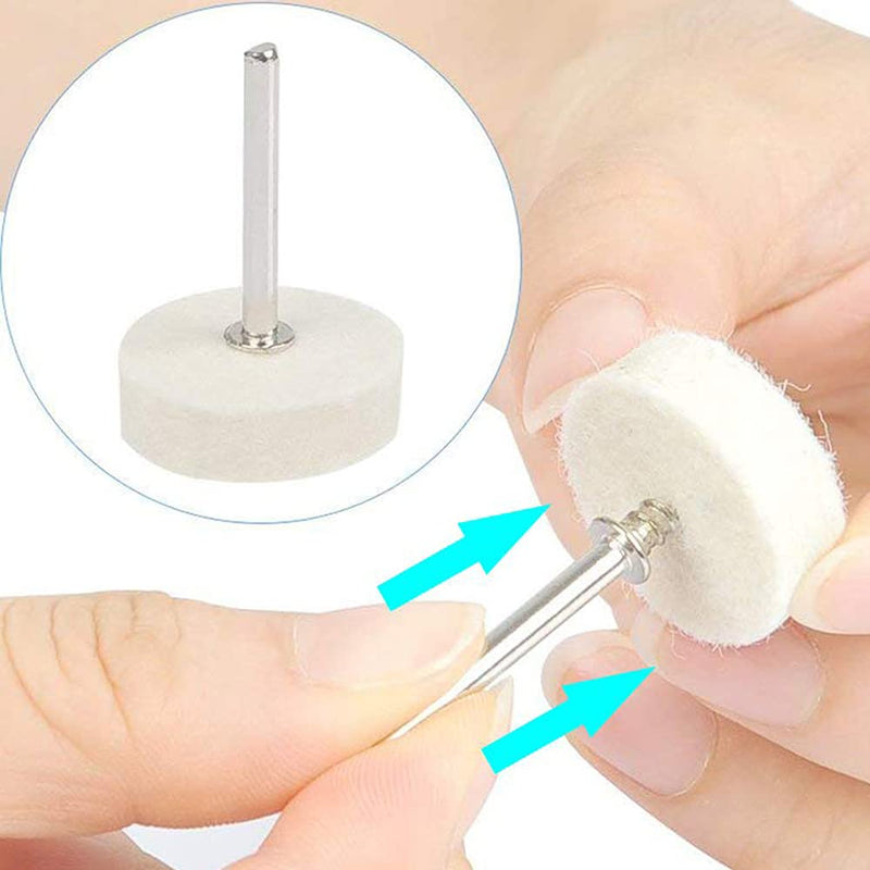 [Australia - AusPower] - Wool Felt Polishing Discs Set of 150 Felt Polishing Pad Rotary Tool with Replacement Shaft Discs for Plastic Glass Metal Jewellery Polishing Cleaning a 