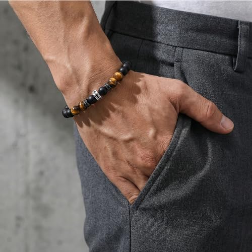 QWNHONEY Cross Bracelet for Men Son Brother Boyfriend Father Dad Husband Father's Day Birthday Christian Religious Faith Graduation Anniversary Christmas Jewelry Gift for Man Be Strong Be Brave Be Fearless