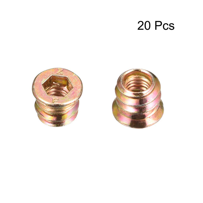 [Australia - AusPower] - uxcell Wood Furniture M6x10mm Threaded Insert Nuts Interface Hex Socket Drive 20pcs 