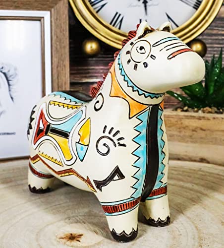 Ebros Gift Native Tribal American Aztec Hopi Indian Style Equine Mustang Horse Animal Totem Spirit Figurine Collection Celestial Heaven and Earth Inspired Colorful Patterns