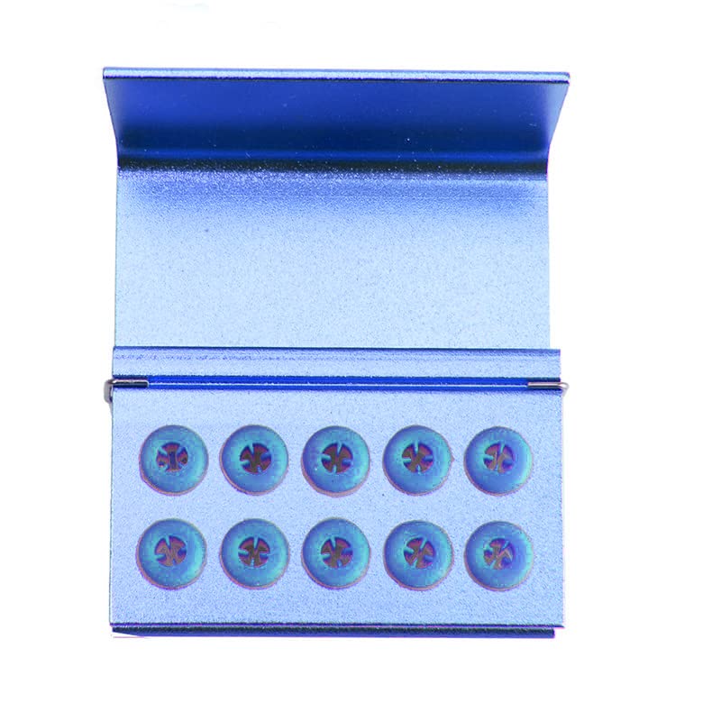 [Australia - AusPower] - 5Pcs 10 Holes Dental Burs Holder Block Case for CA/RA?FG Dental Autoclavable Burs Holder Blue 