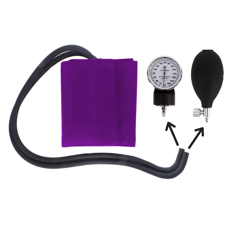 [Australia - AusPower] - Dixie Ems Deluxe Aneroid Sphygmomanometer Blood Pressure Set W/Adult Cuff, Carrying Case and Calibration Tool - Purple 1 Count (Pack of 1) 