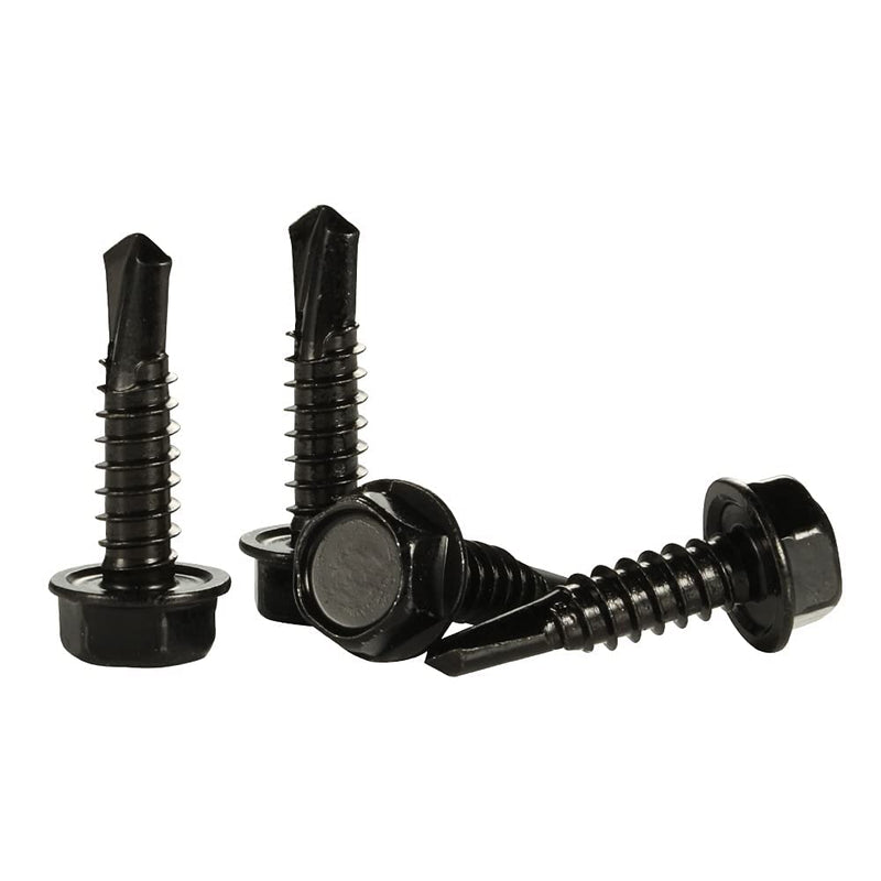 [Australia - AusPower] - #10 x 1" Hex Washer Head Self Drilling Screws, 410 Stainless Steel Self Tapping Sheet Metal Tek Screws, Black Oxide, 100 PCS #10 x 1" 