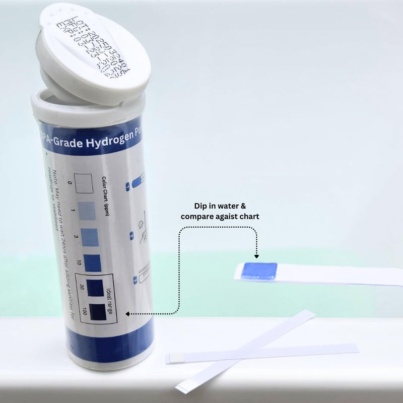 [Australia - AusPower] - Cold Plunge Hydrogen Peroxide H2O2 Test Strips, 0-100 PPM, 100 Count with dosing Calculator 