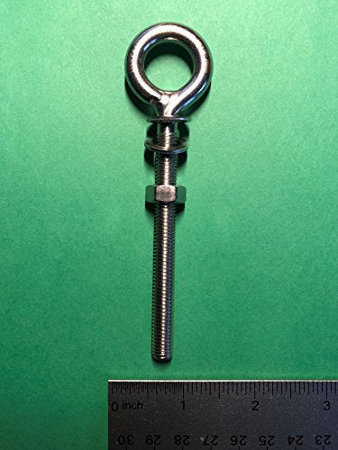 US Stainless 316 stainless steel M8 eye bolts, 8mm x 80mm, marine grade, pack of 2