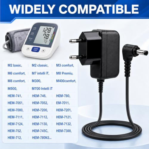 Power Supply 6V for Omron Blood Pressure Monitor - Charger Adapter Compatible with Omron M2 M3 M7 Intelli IT X3 X4 X7 Smart, HHP-CM01 M400 M500 M700 Pressure Cuffs Monitor Charging Adapter