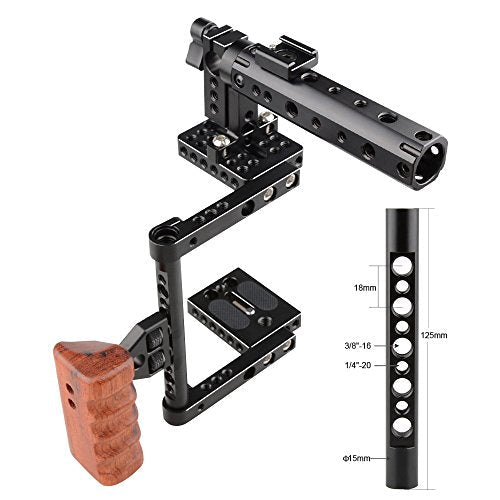 CAMVATE DSLR Camera with Cage Top Handle Wood Grip for 600D 70D 80D - 1373