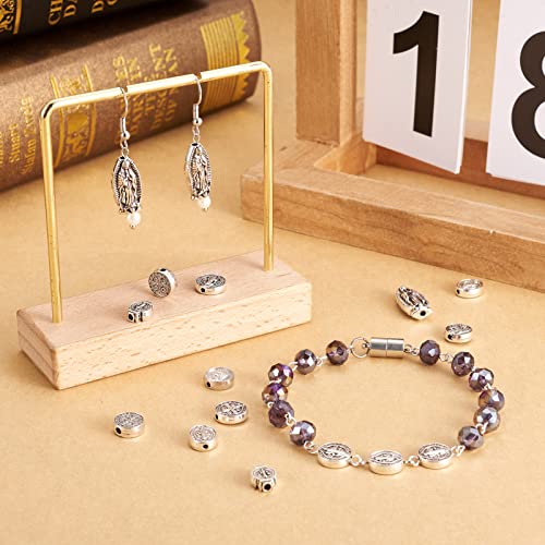 Pandahall 70Pcs Jesus Cross Saint Benedict Medal Loose Beads Virgin Mary Charms Spacer for DIY Rosary Necklace Bracelet Religious Jewelry Making