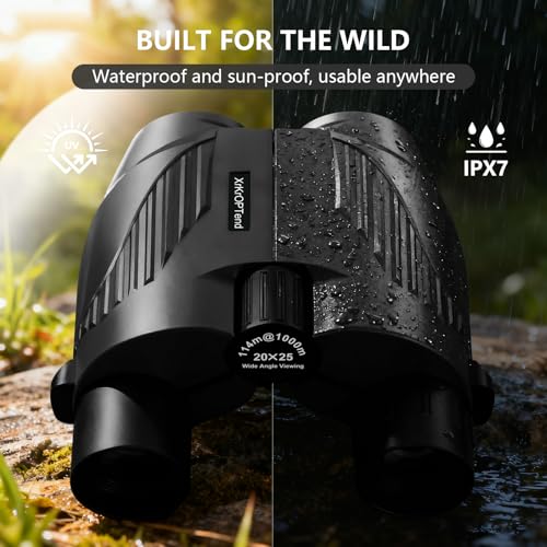 20x25 Compact Binoculars with Strap for Kids and Adults, Sharp Clear, Mini Low Weight Binoculars for Bird Watching,Hiking Outdoor, Cruise Ship,Concert Black
