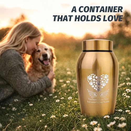 Cremation Urns for Human Ashes Adult for Woman Men with Wings of Angel Gold Middle