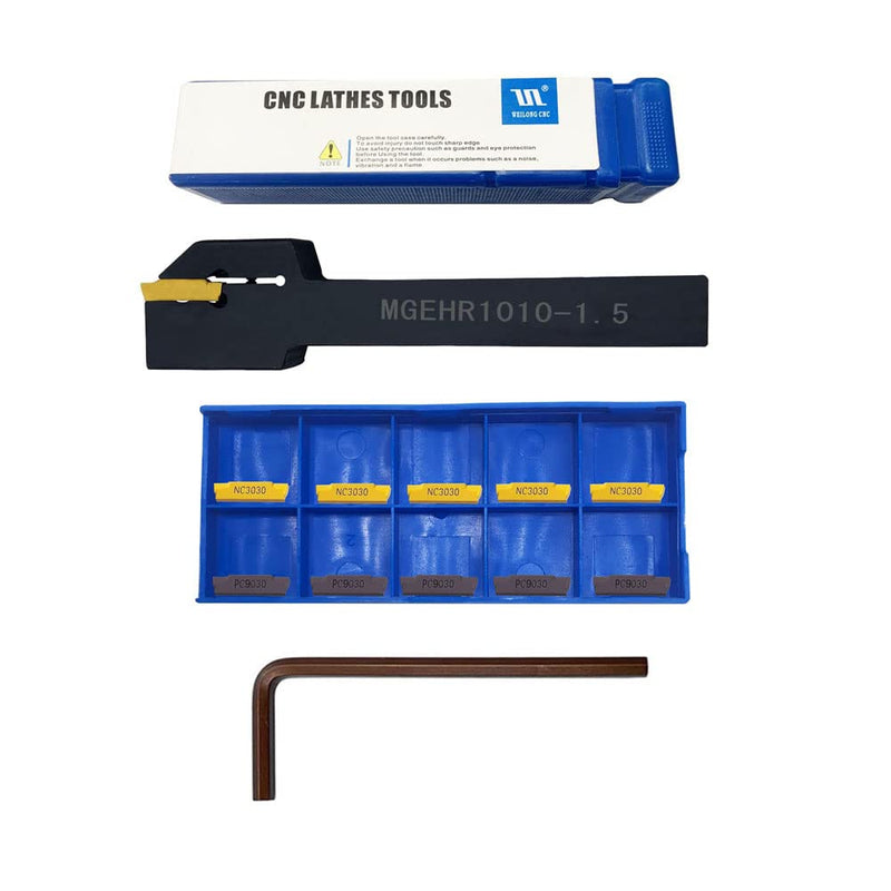[Australia - AusPower] - 3/8" MGEHR1010-1.5 Lathe Grooving Cut-Off Tool Holder with MGMN150 Grooving Inserts for Stainless Steel and Steel 3/8" MGEHR1010-1.5 + MGMN150 