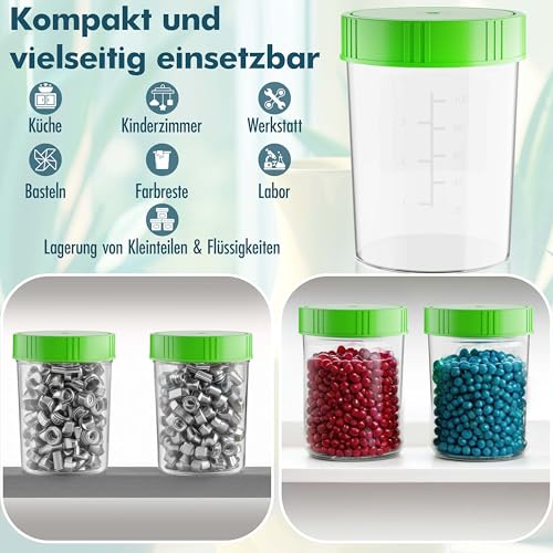 Sample Cup Set - 10 Pieces of 125 ml - Includes 40 Labels - Leak-proof Urine Cups with Screw Lid Graduated up to 100 ml - For Kitchen, Crafts, Medicine, Urine Samples - Can Be Written On