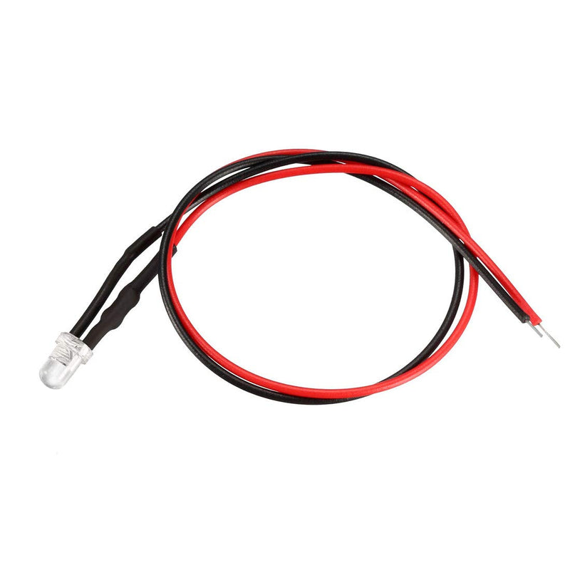 [Australia - AusPower] - uxcell 10Pcs 3mm Pre Wired LED, White DC3-5V Clear Lens, Light Emitting Diodes 