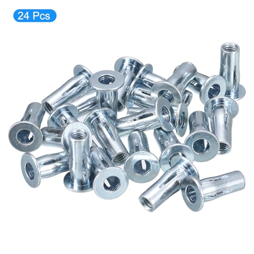 Awclub 5/16-18 multi-grip rivet nuts, 24-piece carbon steel flat head threaded inserts with pre-bulbed shanks