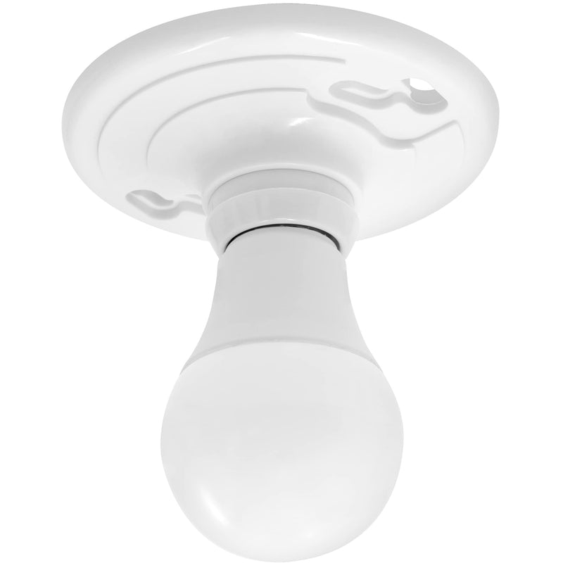 [Australia - AusPower] - Maxxima Keyless Plastic Lamp Holder - One-Piece Medium Base, E26 Socket Outlet Box Mount, 660W, Ceiling Lighting, Compatible with LED and Incandescent Light Bulbs - 2 Pack 