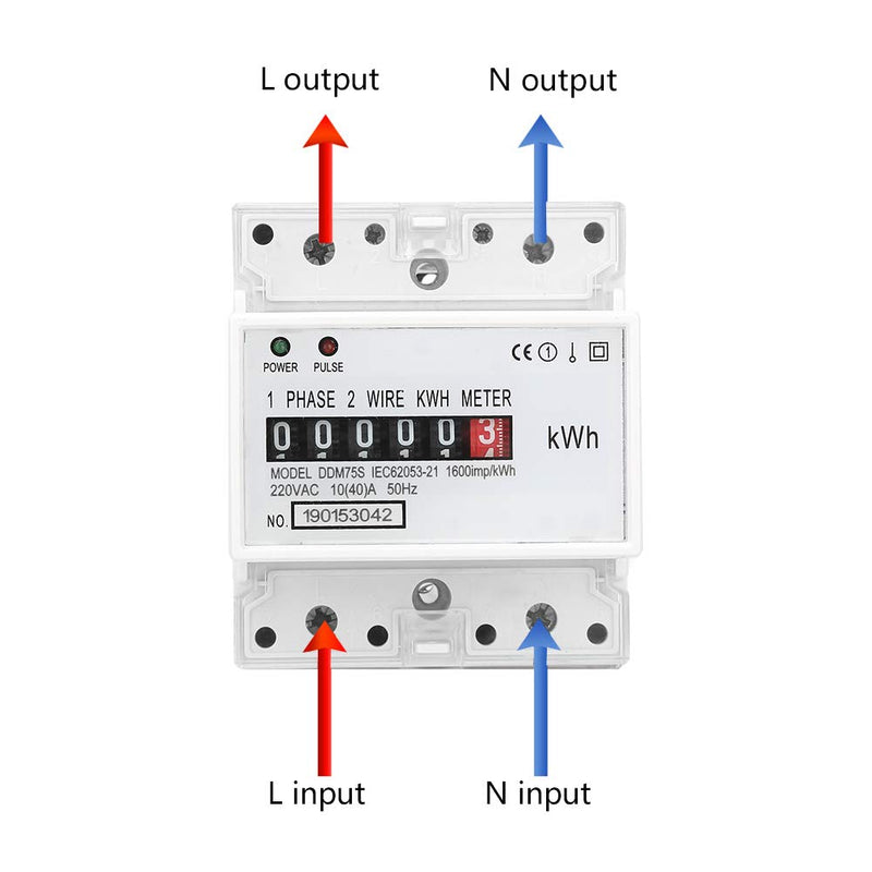 [Australia - AusPower] - Digital Electric Meter, Electricity Usage Monitor, Single Phase Din Rail kwh Meter, 4P LED Power Consumption Meter, DDM75S 10 to 40A 