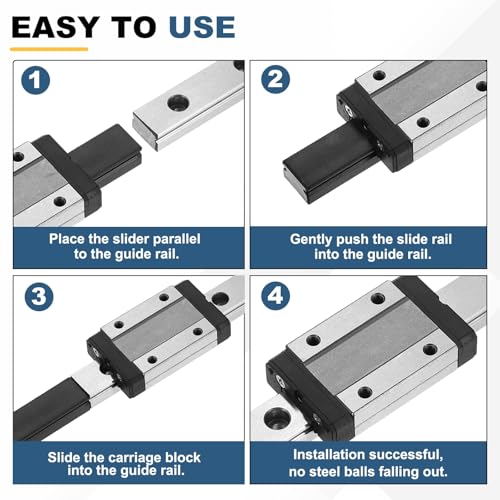 sourcing map MGN9 400mm Linear Sliding Rail Guide with MGN9H Sliding Carriage Block and Mini Guide, Linear Motion Guideway for Mini Engraving CNC Machine 3D Printer