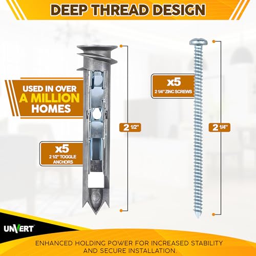 Heavy Duty Drywall Anchors - Self Drilling Ez Drywall Toggle Anchor Kit, #8 Anchor with Screws - Easy Wall Anchors for Hanging and Mounting - Holds Up to 100 Lb. (10 Pack) 10