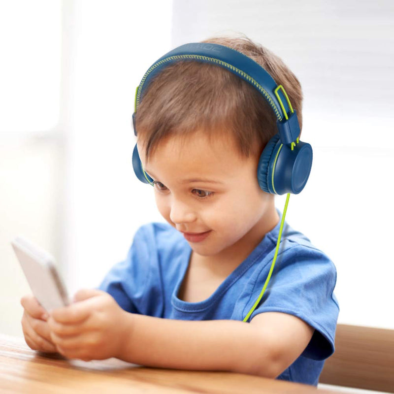 [Australia - AusPower] - POWMEE M2 Kids Headphones Wired Headphone for Kids,Foldable Adjustable Stereo Tangle-Free,3.5MM Jack Wire Cord On-Ear Headphone for Children/Teens/Girls/School/Kindle/Airplane/Plane/ (Blue) Blue 