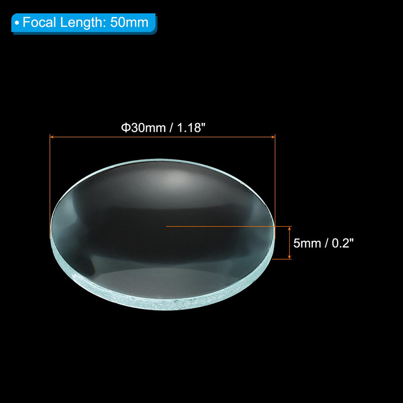 [Australia - AusPower] - PATIKIL 2" (50mm) Focal Length Double Convex Lens, 3 Pcs 30mm Diameter 5mm Height Glass Optically Polished Round Edges Lens for Physics Experiment, Clear 
