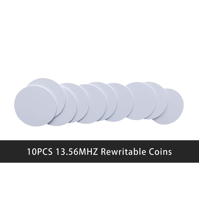 [Australia - AusPower] - IC ISO14443A RFID PVC Coin Card Tag UID Changeable Sector0 Block0 Rewritable(Pack of 10) 13.56Mhz Rewritable Coin 