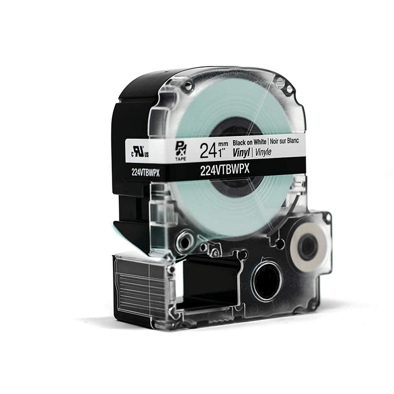 LABELWORKS 224VTBWPX Tape Cartridge - Black on White Flexible and Durable Vinyl Industrial Label Maker Tape - 1" (24MM) Wide, 22.9 ft 24mm