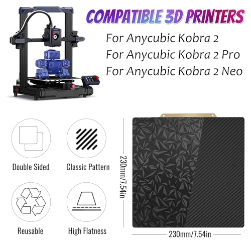 Smooth PEO PET Printing Plate 310 x 310 mm, Flexible Spring Steel PEO PET Build Plate Spring Steel Print Bed for QIDI Plus 4, for Artillery Sidewinder X1/X2, for Creality CR10/CR10S, for Anet