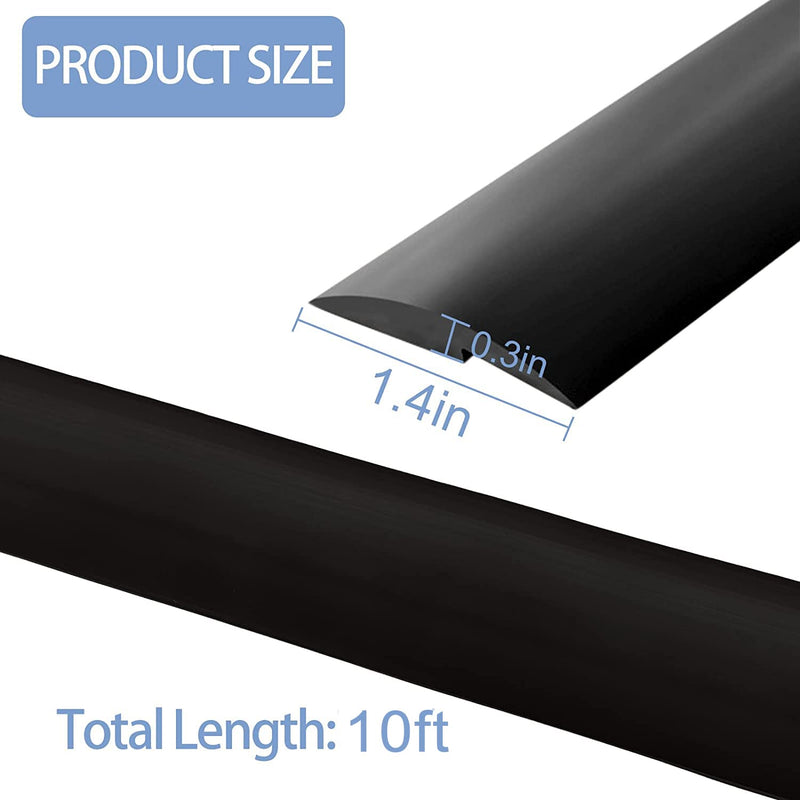 10Ft Floor Transition Strip, Self Adhesive Carpet Edging Trim Strip, Threshold Strips for Threshold Height Less Than 5 mm (Black) Black