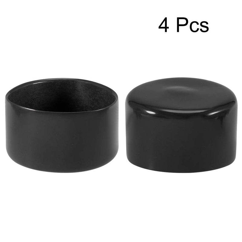 [Australia - AusPower] - uxcell 4pcs Rubber End Caps 50mm ID Vinyl Round End Cap Cover Screw Thread Protectors Black 