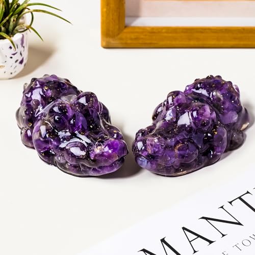 Amethyst Crystal Crocodile Figurine, Natural Resin Alligator Statue for Home Office Desk Decor, Healing Crystals Purple Gifts & Spiritual Gifts for Women Men, Good Luck Animal Ornaments Amethyst