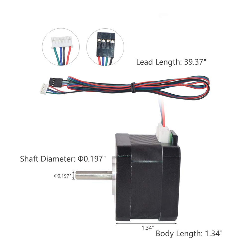 [Australia - AusPower] - Nema 17 Pancake Stepper Motor 45.33oz-in 34mm 1.2A Bipolar 1.8 Degree 4-Lead for 3D Printer XYZ Axis CNC Extruder 1.3" body length 45oz-in holding torque 