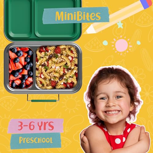 AOHEA Stainless Steel Lunch Box for Kids, Leak Proof Bento Lunch Box BPA Free 304 Stainless Steel Bento Box Stainless Bento Box with Containers for School and Office(Green) Green