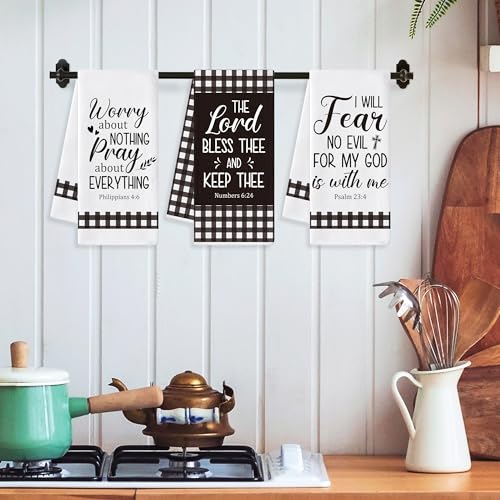 Christian Bible Verse Hand Towels - 6 Pack Polyester Kitchen Towels Set