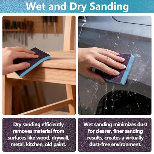 KQCXIK 18-pack wet dry sanding sponge set, 240 grit foam sanding blocks for smooth surface finishing