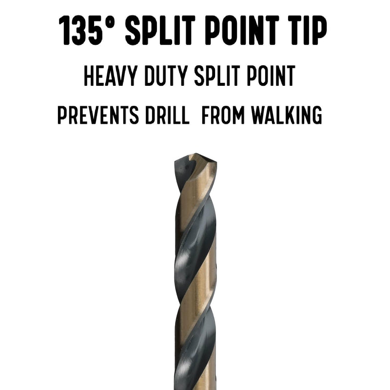 Drill America 25/64" High Speed Steel Black & Gold KFD Split Point Drill Bit with 3-Flat Shank (Pack of 6), KFDML Series 25/64 inches