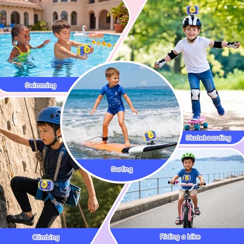 Pool Toy & Kids Underwater Camera 99FT Waterproof Kid Action Camera 1080P Video&20MP Photo with Flip Lens, Includes 32GB Card for Diving Swimming Beach Snorkeling.Birthday Gift for Boys - GKTZ Dark blue