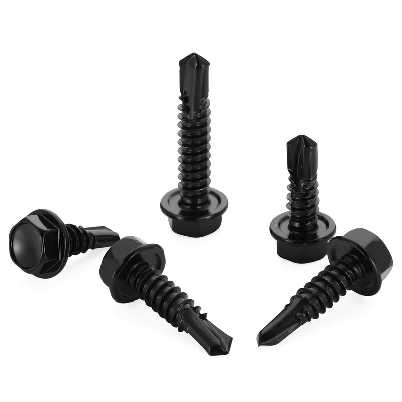 [Australia - AusPower] - #10 x 3/4" Hex Washer Head Self Tapping Drilling Screws Black Oxidized, 410 Stainless Steel, 100 PCS #10 x 3/4" 
