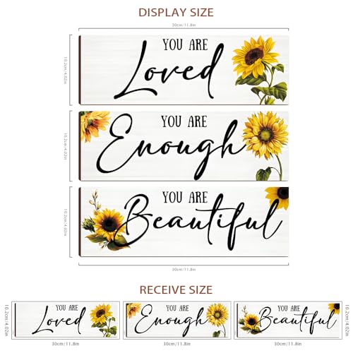 9PCS Wall Decals Decor You are Loved Wall Art Quotes Farmhouse Sunflower Wall Sticker for Living Room Kitchen Bedroom Bathroom