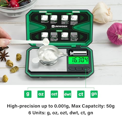 UNIWEIGH Milligram Scale Precision 0.001g/50g mg Scale for Weighing Powders