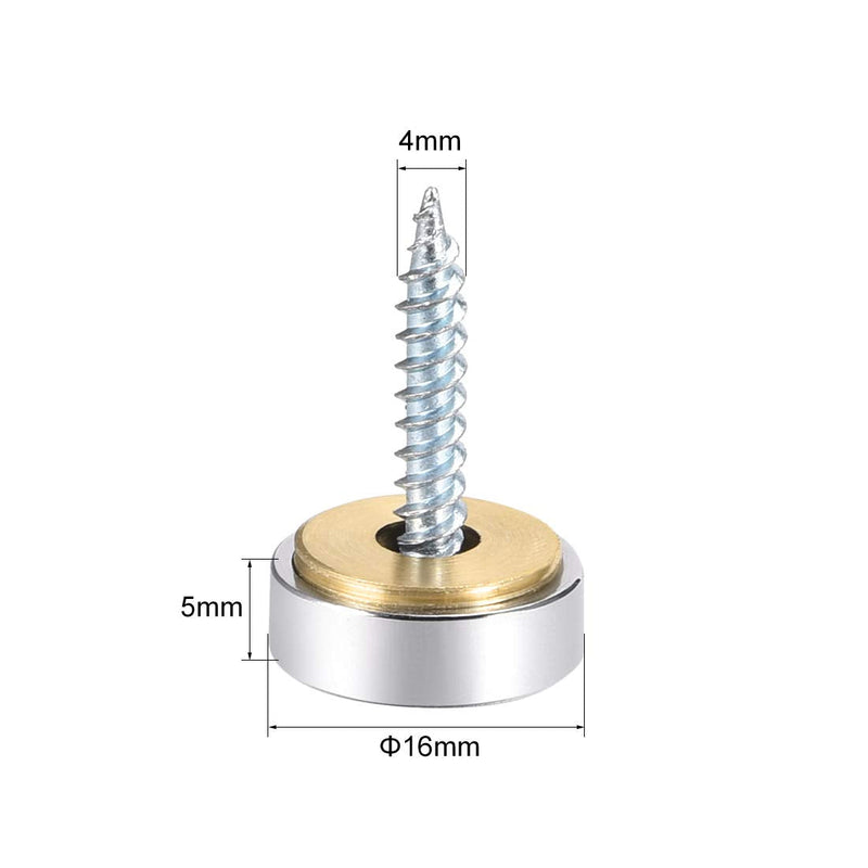 [Australia - AusPower] - uxcell Mirror Screws Decorative Caps Cover Nails Polished Stainless Steel 16mm 2pcs 