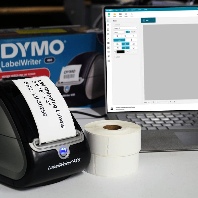 LV-30256 Shipping Labels 2-5/16 in x 4 in - Compatible with Dymo LabelWriter 450 Series and Earlier - 300 Direct Thermal Labels per Roll - Permanent Adhesive
