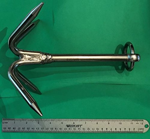 US Stainless Stainless Steel 316 Hook Anchor 9.5" (240mm) Marine Grade Grapple Grappling Hook