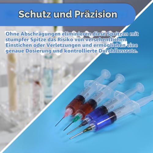 Luer Lock Syringe 10 ml Screw Cap Syringe Reusable Pack of 12 | Threaded Syringe with 14-27G Dosing Needles and Caps Blunt Needle, Dosing Feeding Syringe for Pet Feeding Watering