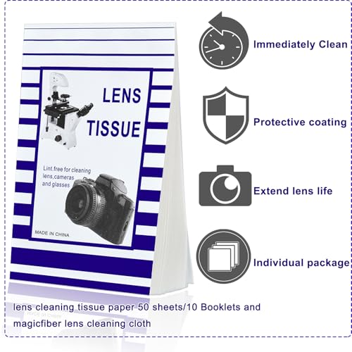 Outus 1500 Pcs Lens Cleaning Paper with 2 Cloths Camera Optics Wipe Booklet