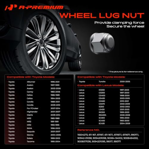 A-Premium M12-1.5 wheel lug nuts, 5-piece set for Toyota and Lexus vehicles